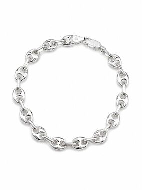 Silver Puff Mariner Chain Bracelet (S925)